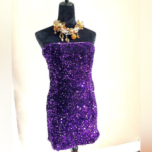 Fashion Nova Kara Sequin Mini Tube Dress sz XL - Picture 7 of 14